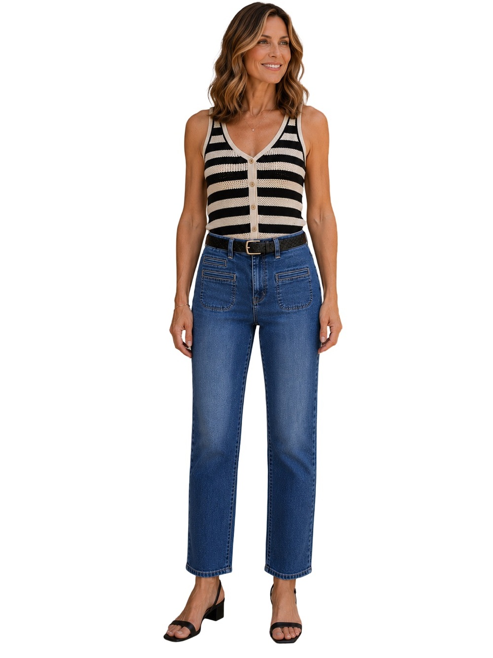 NYDJ Marilyn Straight Jeans Size 10 NWT Romantic Wash Welt Utility Pockets